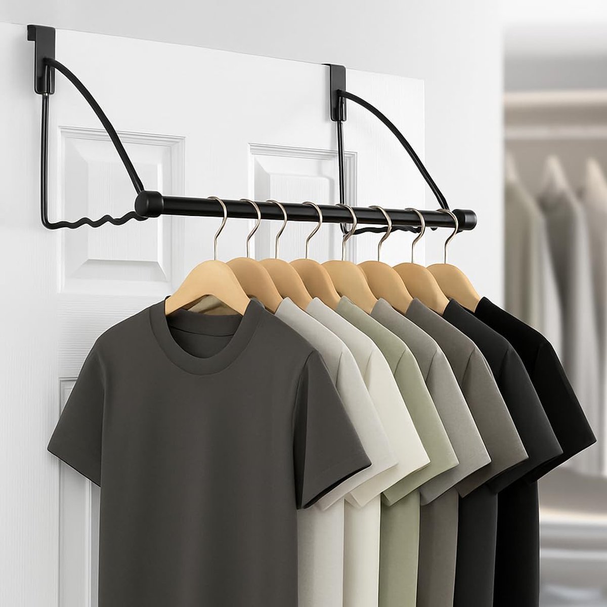 Candala Over The Door Hooks - Badkamer Over Deur Kleding & Handdoek Hangers - Zwart