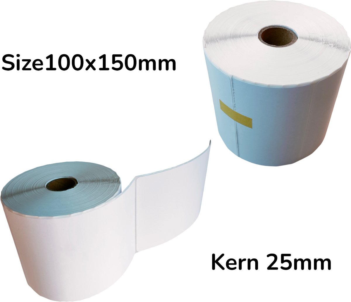 KATRIZ® huismerk verzendlabels voor Thermische Labelprinter 2 stuks - 150x100mm - Kern 25mm - 500 etikketten per rol - Labelstickers voor DHL, postNL, DPD, UPS , FedEx, TNT, GLS