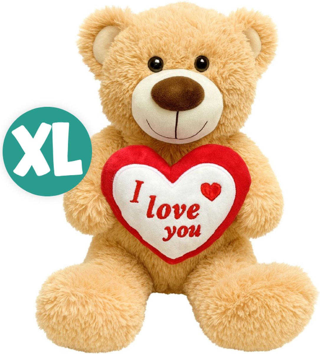 Teddybeer (Beige) met Hart Love Pluche Knuffel 22 cm - Valentijnsdag cadeau voor hem haar - Knuffelbeer Beertje Teddy Liefde Mannen Vrouwen - Valentijn Cadeautje teddybeer