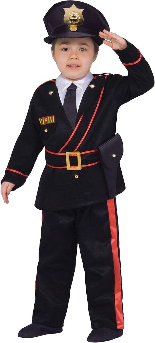 Provento - Carabinierkostuum voor kinderen maat 3-4 jaar zwart met 89 cm lengte. Met steekwoorden: verkleedkleding, politie, uniform.