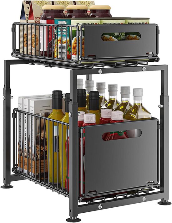 VADANIA Narrow pull-out kitchen basket for 200 mm cupboards, 2 tier