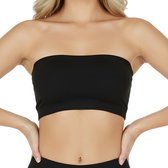 Strapless BH zonder bandjes - Maat XL - Zwart - Met uitneembare bh vulling - Bandeau BH - BH zonder beugel -Extra comfortabele Sport BH - Zwangerschaps bh - Beugelloze bh - met push up - Magic bra - met pads