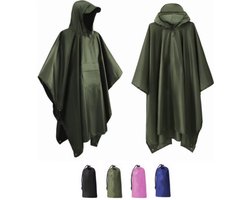 Poncho met Opbergtas - Regenponcho Waterdicht - Fietsponcho Sneldrogend - Winddicht - Unisex - Dames & Heren - One size - Bosgroen