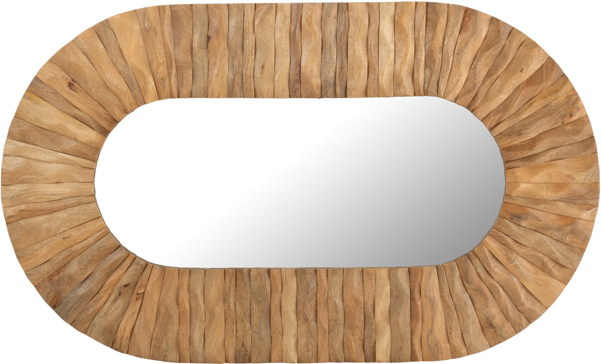 J-Line spiegel Curve Ovaal - hout - naturel