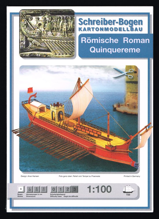 Kartonnen bouwplaat Roman Quinquereme schaal 1:100