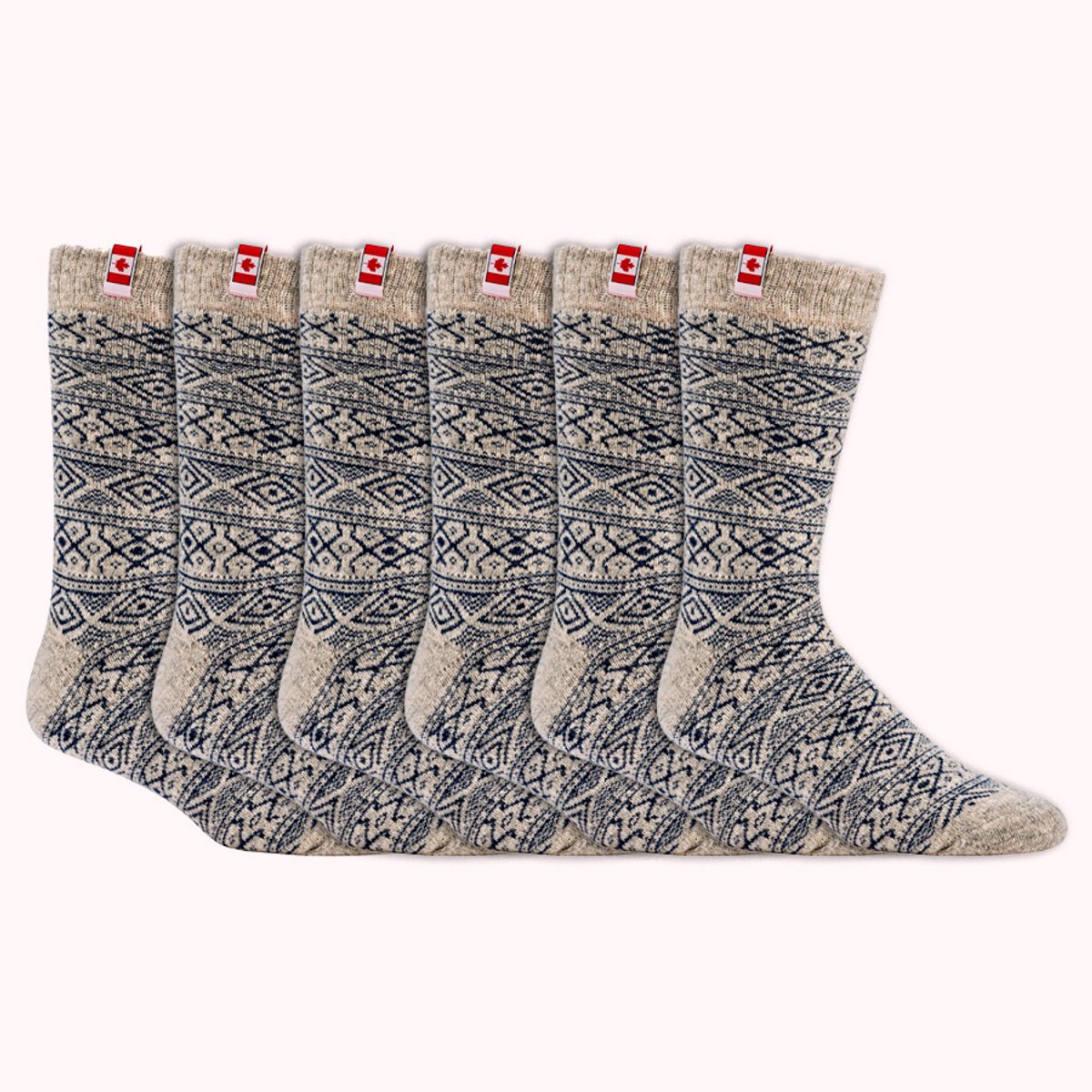Canadese sokken | Wollen sokken | Thermo gevoerd | Blauw | Diverse maten | 6 paar