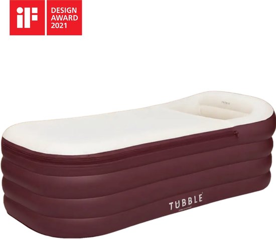 Tubble® Royale Opblaasbaar Bad - Deep Burgundy - 255L - Opvouwbaar Ligbad Volwassenen tot 188cm - Opgezet in 1 Minuut - Badkuip voor Binnen en Buiten - Home Spa - Ijsbad