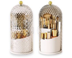 Ainy - Make up organizer diamant wit transparant 360° draaibaar roterend - waterproof & stofdicht cosmetica opbergbox - elegante decoratie voor slaapkamer. Geschikt voor nagellak accessoires, parfum of makeup kwasten. Kerst cadeau