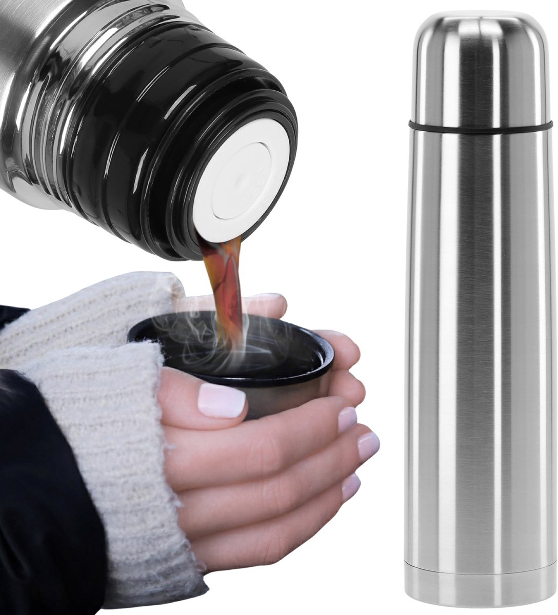 Thermoskan gemaakt van roestvrij staal 1l