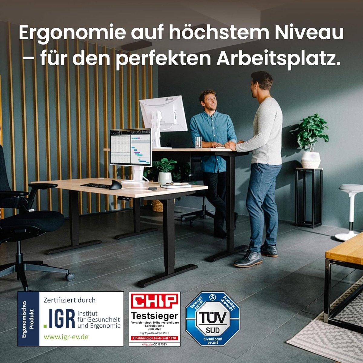 Elektrisch in hoogte verstelbaar bureau Altameubel Elevare Pro X – Ergonomische kantoor- en thuiskantoor tafel, sta- en zitwerkplek, 180x80 cm, beuken blad, zwart frame, stil duo-motor systeem, geheugenfunctie, OLED-display, 125 kg draagvermogen