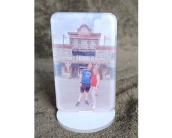 Gepersonaliseerd Acryl Fotobordje met Standaard Eigen Foto op Witte Standaard – Luxe Foto Cadeau of Tafeldisplay voor Logo / Bedrijfsnaam – Blijvende Herinnering
