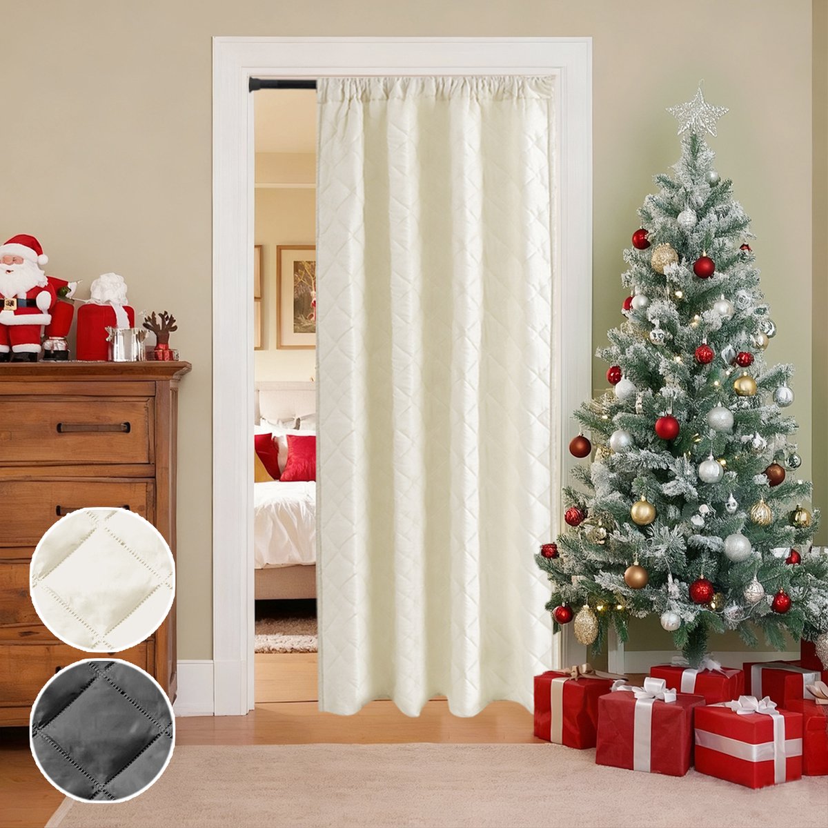 MUPOO Isolerende thermischen Gordijnen verduisterend verduisterend Kant En Klaar 280gsm Met Plooiband - Meerdere Ophangmogelijkheden, Koud, Warmte, Lichtblokkering, Zware Qualiteit,Gratis Tiebacks -Voor Raam/Deur/Bureau/Studiekamer-Beige-140x220cm