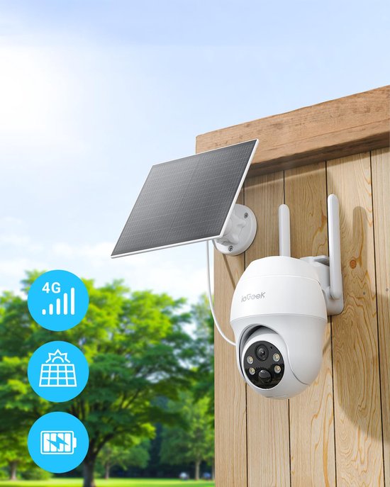 ieGeek 4G LTE Bewakingscamera Solar Buiten met SIM-kaart - 2K Ultra HD, Nachtzicht, Bewegingsdetectie, IP65, 360° Draaibaar - Geen WiFi Nodig, SD & Cloud Opslag - Incl. Zonnepaneel - Voor Tuin, Erf & Bedrijf - 2 stuks van Merkloos — afbeelding 5
