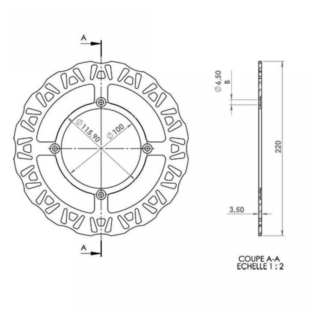 Disque de frein arrière NG Brakes pour Moto Beta 125 RE 4T 2008 à 2018 Neuf