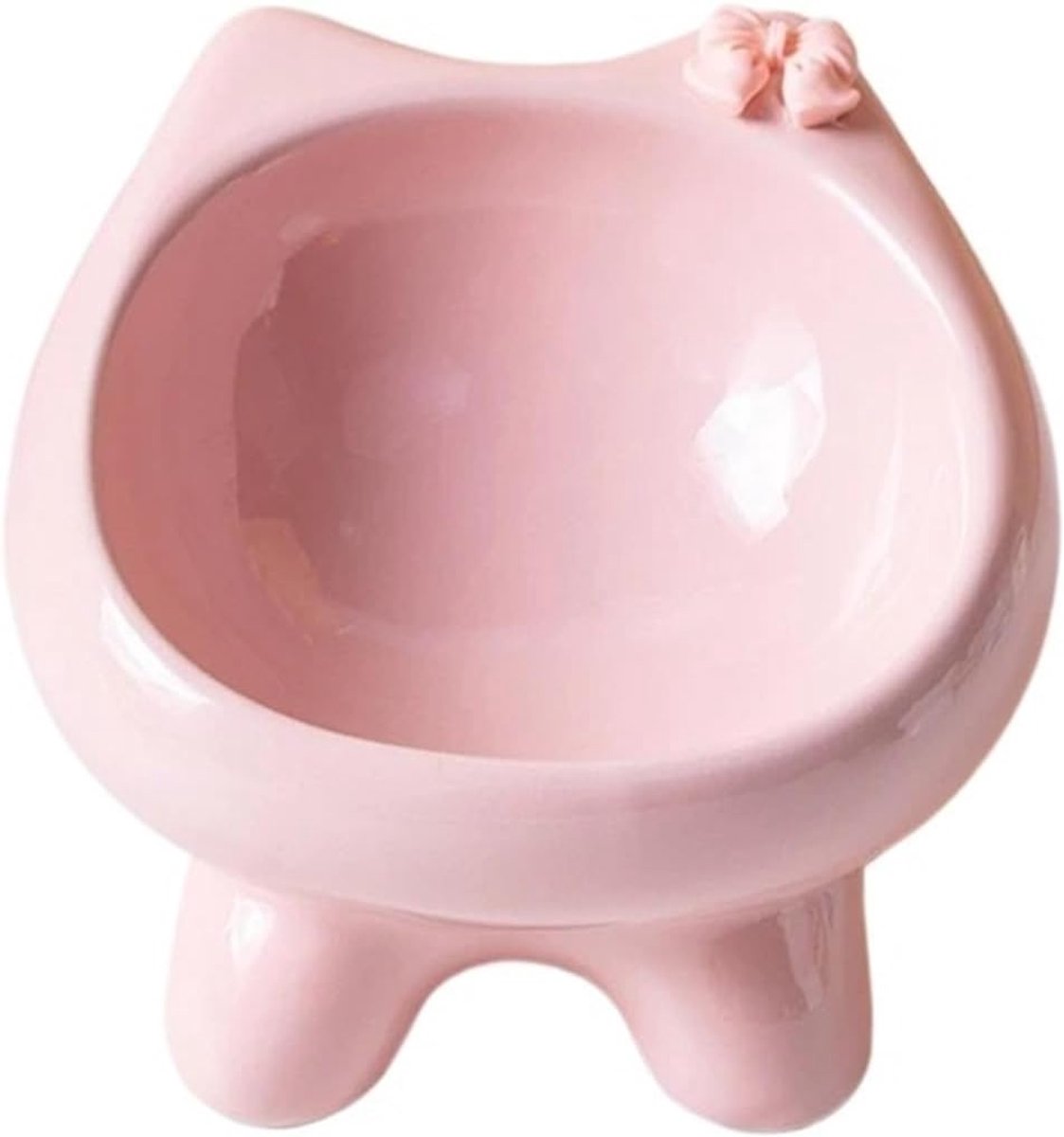 Daity Een schattige keramische kattenvoerbak, een kantelbare voerbak die overgeven voorkomt, met een ondiep en hoog ontwerp om de snorharen van uw kat te beschermen (roze).