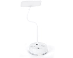Aigostar 1043R - LED Bureaulamp Dimbaar - 3 Stopcontacten - 3 USB Poorten - Leeslamp - Bedlamp - LED Desk Lamp - Touch Control - 4.6 W - Wit