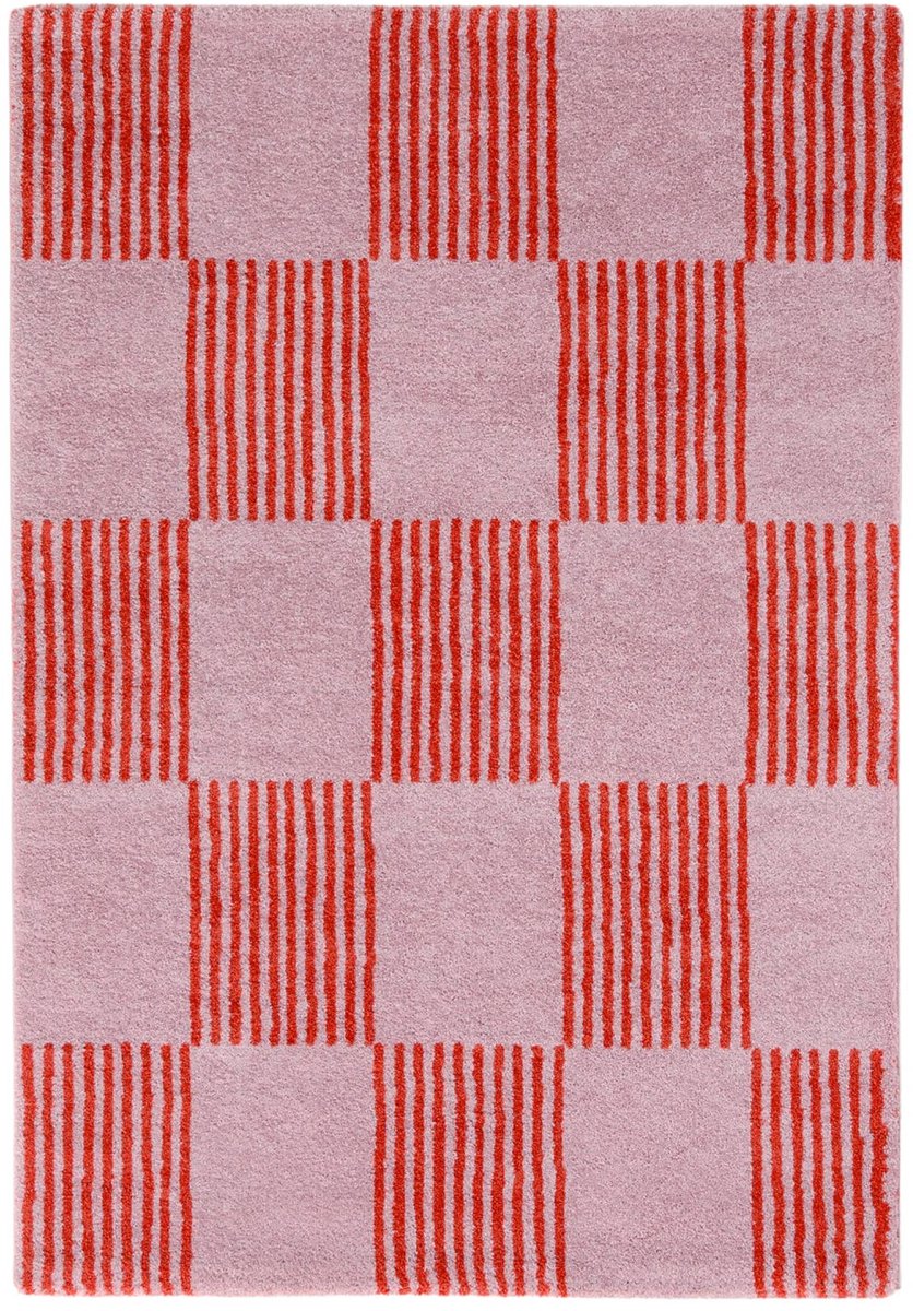 sweeek - Binnen tapijt in rood en roze dambordpatroon, verschillende afmetingen - fergew