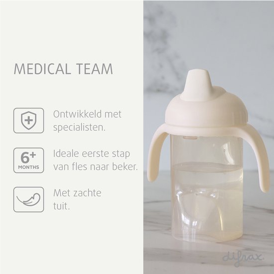 Difrax Tuitbeker Drinkbeker - 250 ml - 6+ Maanden - Beige - 1 stuk van Difrax — afbeelding 4