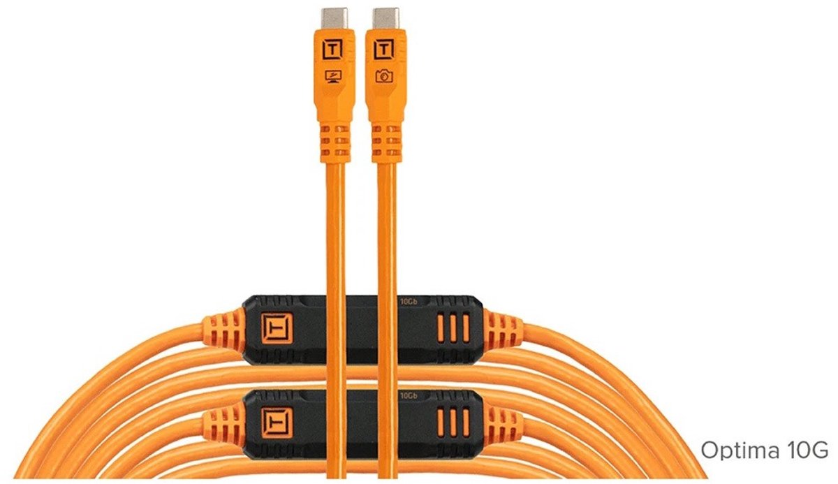 TetherTools TetherPro Optima 10G USB-C 31' (9.4m) Straight to Straight, High-Visibility Orange