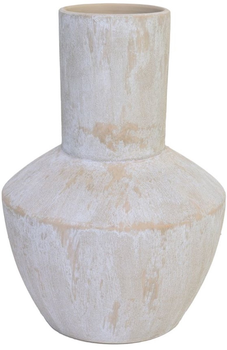 HS Potterie Vaas Avion Tuit Zand Beige 29 x 40 cm wit