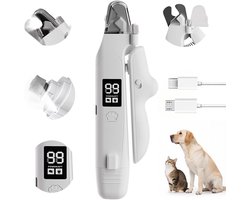 Nagelknipper voor huisdieren - 2-in-1 LED-nagelknipper - Veilige en zorgeloze pootverzorging voor uw huisdier - Met licht - Stil ontwerp - Geschikt voor katten en honden - Wit