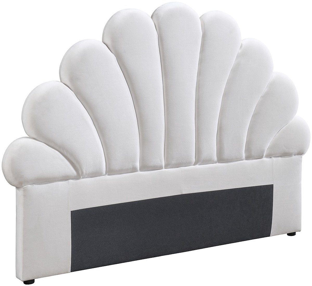 Vente-unique Schelpvormig hoofdbord - 140 cm - Fluweel - Wit - MOANA
