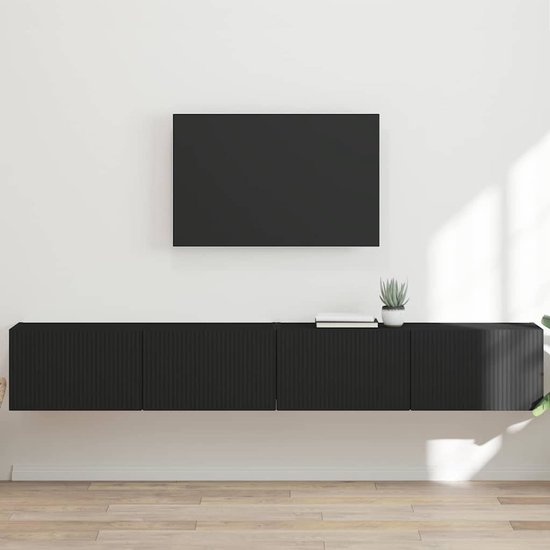 2 st TV-wandkast | Tv-meubel | Televisiekast | Mediameubel 2 pcs Zwart ...