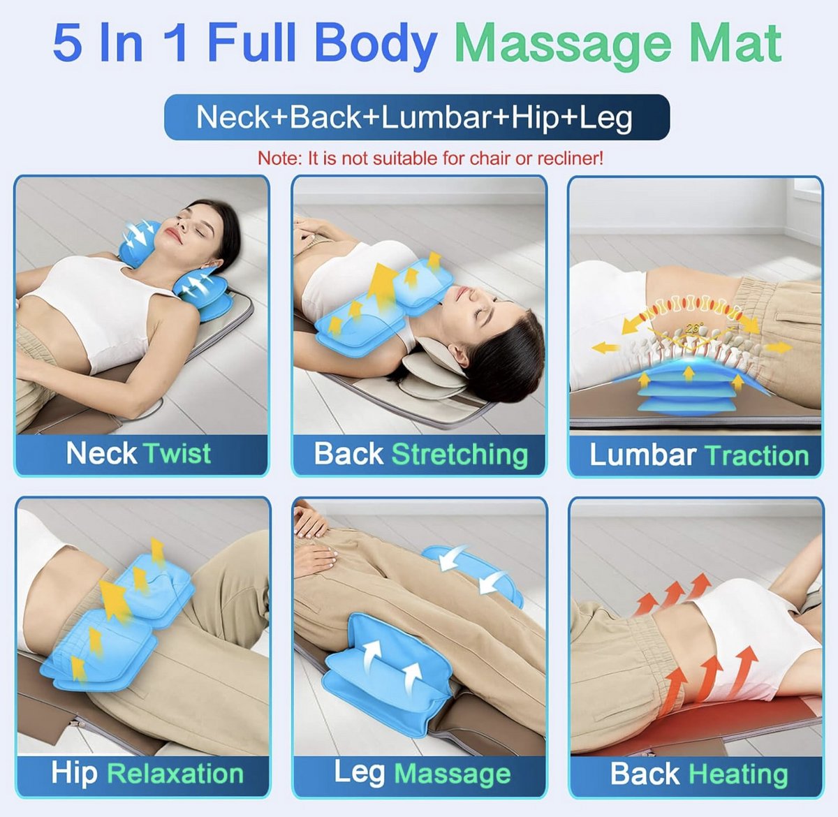 Elektrische Massage Mat met Warmte - Opvouwbare Massagemat - afbeelding 3