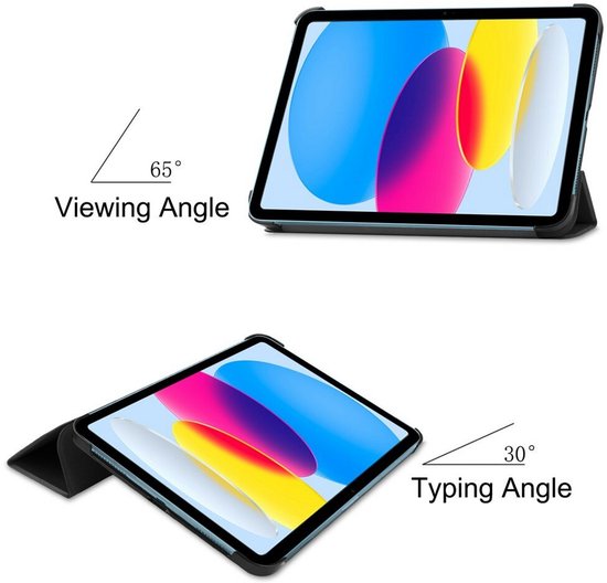 iPad 10.9 (2022 / 2025) tri-fold smart case hoes – zwart