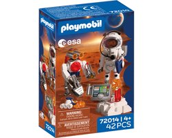 PLAYMOBIL Ruimte ESA Astronaut met Robot | Met Mars Crawler, Analysestation & 3 Steenmonsters | Ruimteverkenning | Hoogwaardige Speelgoedset | Leuk voor kinderen vanaf 4 jaar | 72014