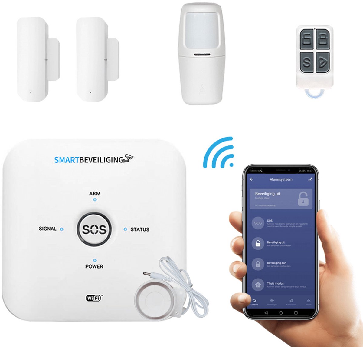 GSM WiFi Draadloos alarmsysteem voor woning met luide sirene - Beveiligingssysteem zonder abonnement - Basis pakket