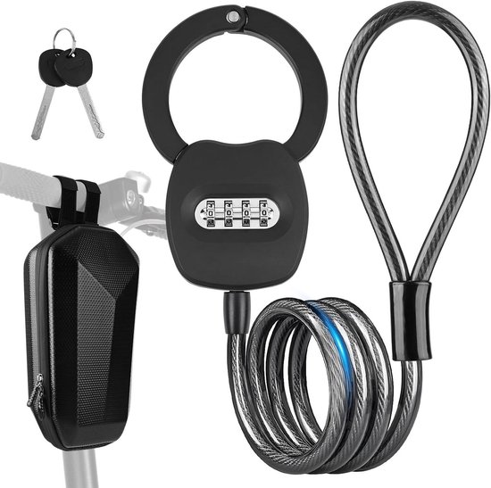 E-scooterslot, hangslot met 5-cijferige code, fietsslot met hoge