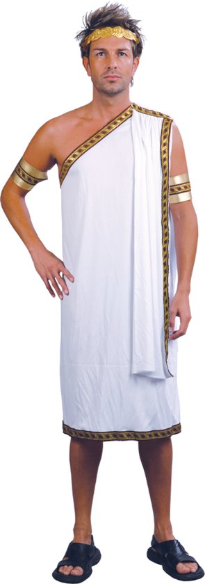 Joya Party® Julius Caesar Verkleedkostuum Heren | Romeinse Toga Mannen met Gouden Details, Lauwerkrans & Armbanden | Oud Rome Verkleed Kostuum | Carnaval & Themafeest Verkleedpak Man | Maat XL/XXL
