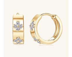 Selevie Oorbellen Gouden Ringen met klavertjes van Moissanite VVS- C&A Clover Golden Earrings bangles - Hoops Four Leaf Clover-
