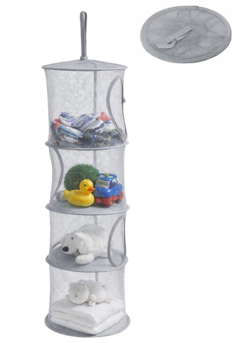 Goodz4All Hangende Speelgoed Organizer Perfecte Opbergers voor Kinderkamer - Opbergen - Opbergrek - 4 Compartimenten - Grijs