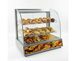 HCB® - Professionele Horeca Warmhoudvitrine - 230V - RVS / INOX - 47x66x61.5 cm (DxBxH) - 15 kg - 7054