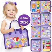 Montessori Activiteitenboek Peuters – Paars – Educatief Busy Board – 1–4 Jaar – Motoriek & Ontwikkeling - Rust Onderweg - Geen Scherm Nodig - Perfect Voor Vakantie