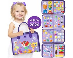 Montessori Activiteitenboek Peuters – Paars – Educatief Busy Board – 1–4 Jaar – Motoriek & Ontwikkeling - Rust Onderweg - Geen Scherm Nodig - Perfect Voor Vakantie