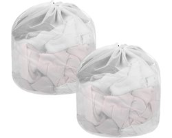 Waszakken - 2 Stuks - Met Trekkoord - Herbruikbare - Polyester - Waszakken voor wasgoed - Opbergtas - Netwaszakken - Geschikt voor Babykleding, Bh's, Ondergoed, Sokken, Shirts - 30x40cm - Wit