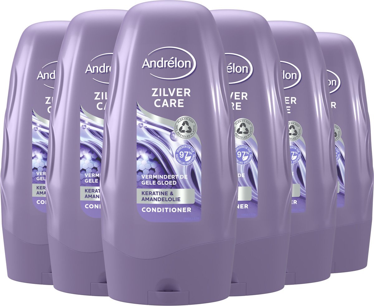Andrélon Special Conditioner - Zilver Care - Verrijkt met Keratine en Amandelolie | 6 x 250 ml - Voordeelpak Vermindert Gele Gloed