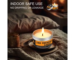 2 Stuks 24-Uur Noodkaars in Blik – Winddicht & Rookloos, Langdurige Overlevingskaars voor Kamperen & Stroomstoringen
