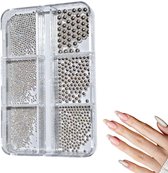 Nail art & sticker set - 3D-nagelkralen - Nagel diamantjes / steentjes - Nagel decoratie kit - 3D nail art - Nagel Decoratie - Nail Art Dekoration - nagelstickers velletjes - Zilver