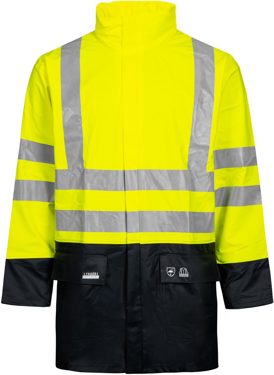 Lyngsøe Rainwear Hi-Vis regenjas fluor /marine Blauw