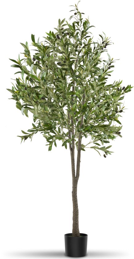 VEVOR Kunstboom 155 cm Groen Kunstplant PE Hoge Olijfboom met Pot 150 x 125 mm Kunstmatige Plant Decoratie voor Thuis Kantoor Hotel Winkelcentra