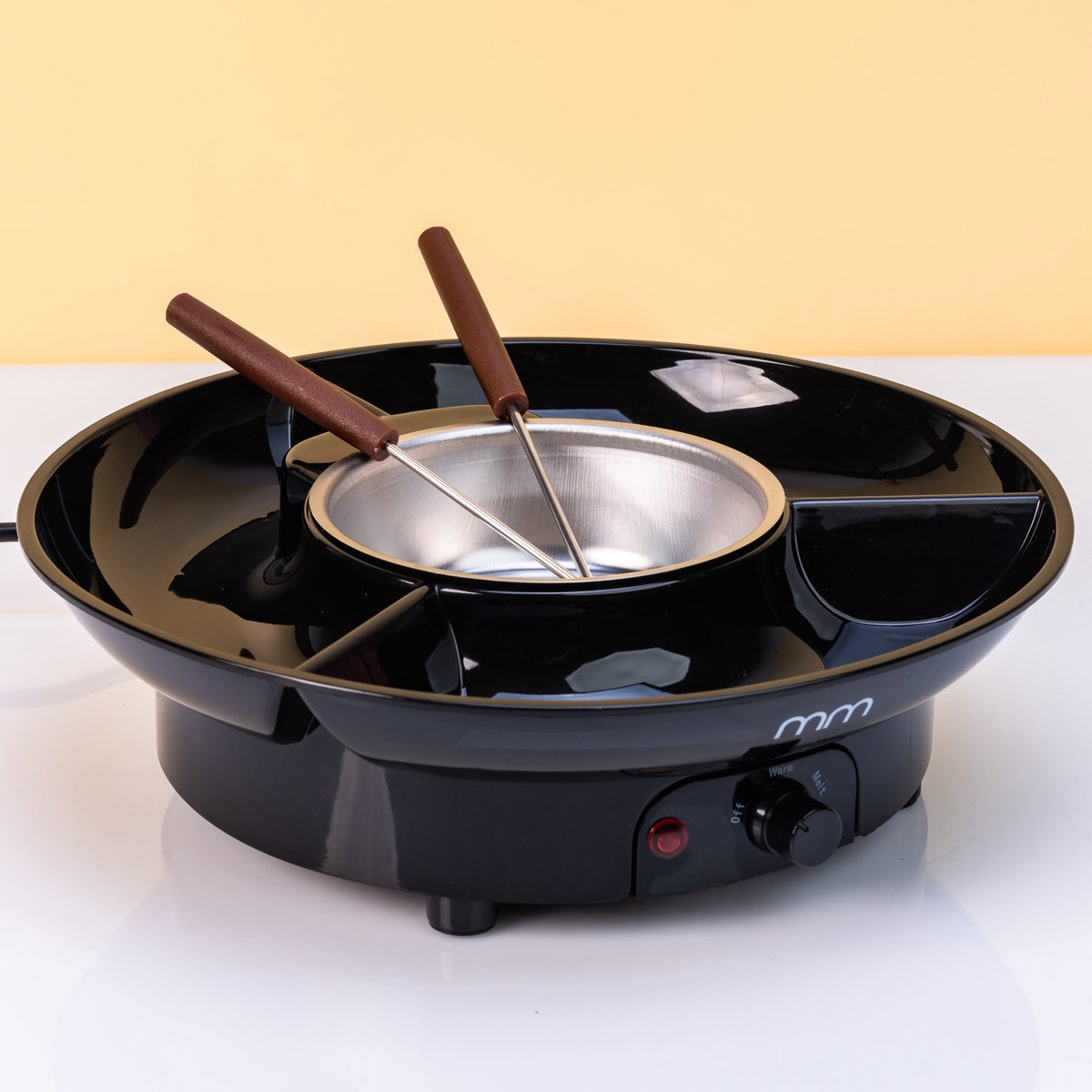 MikaMax Electric Fondue Set - 260 ml Elektrische Fonduepan Roestvrij staal met 2 Vorkjes – foto 4