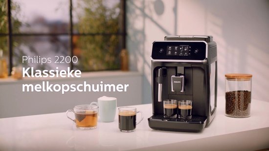 Philips 2200 Series - Espressomachine - 2 Soorten Koffie & Heet water - Melkopschuimer voor Cappuccino - Keramische molen - Volautomatisch - Zwart - Koffiemachine met bonen - EP2220/10