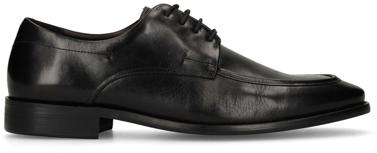 Manfield - Heren - Zwarte leren veterschoenen - Maat 46