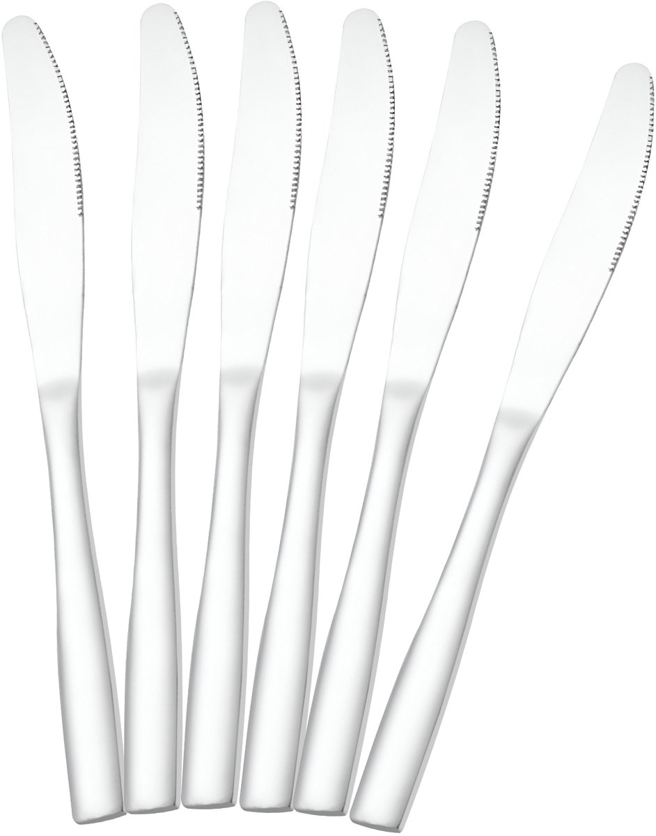 Cheffinger, Set van 6 tafelmessen 23cm van hoogwaardig roestvrij staal, Zilver