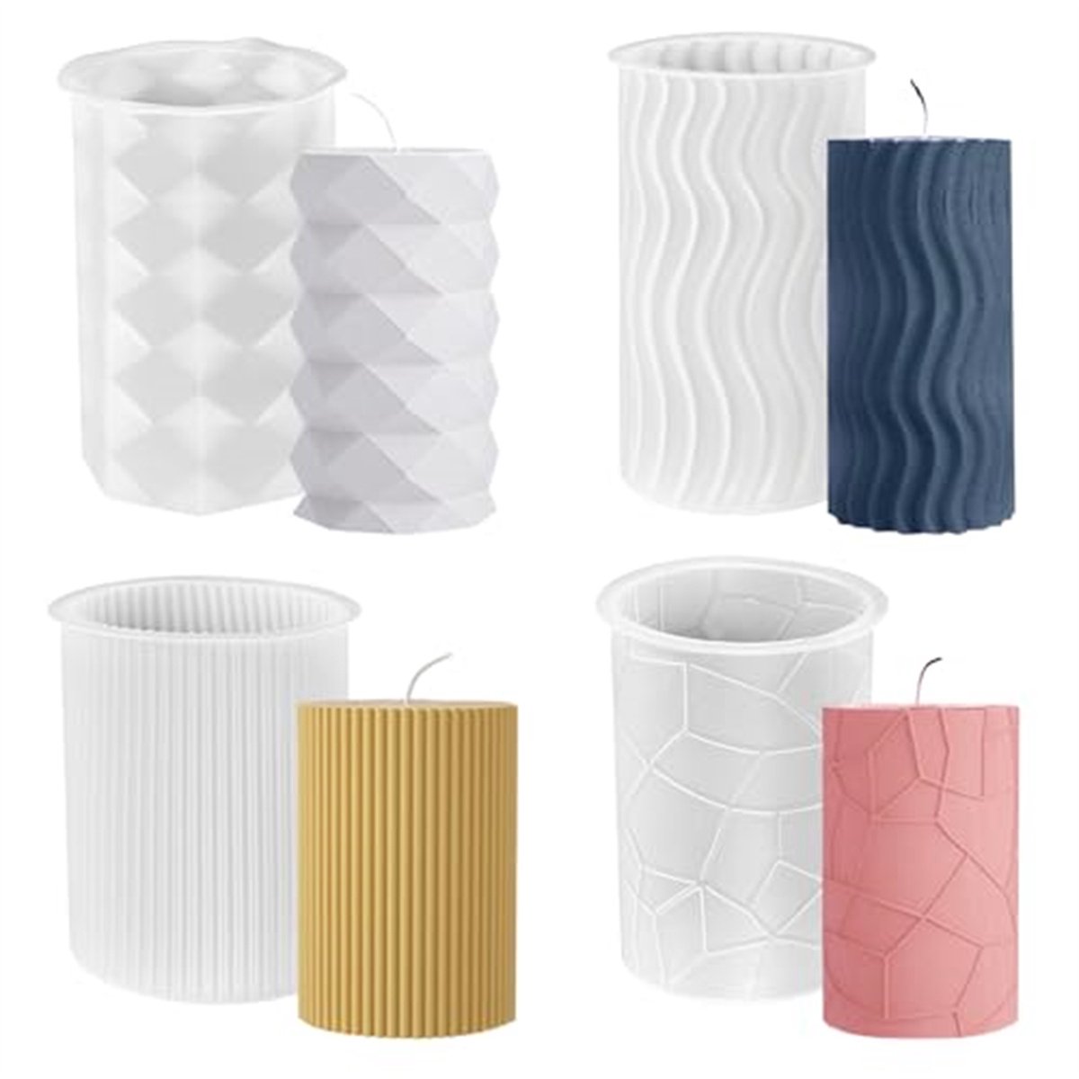 Ynkkvre -DIY Siliconen Kaarsvormen Set – 4 Stuks 3D Kaarsen- en Zeepvormen voor Creatief Handwerk – Herbruikbaar & Veilig – Perfect Cadeau