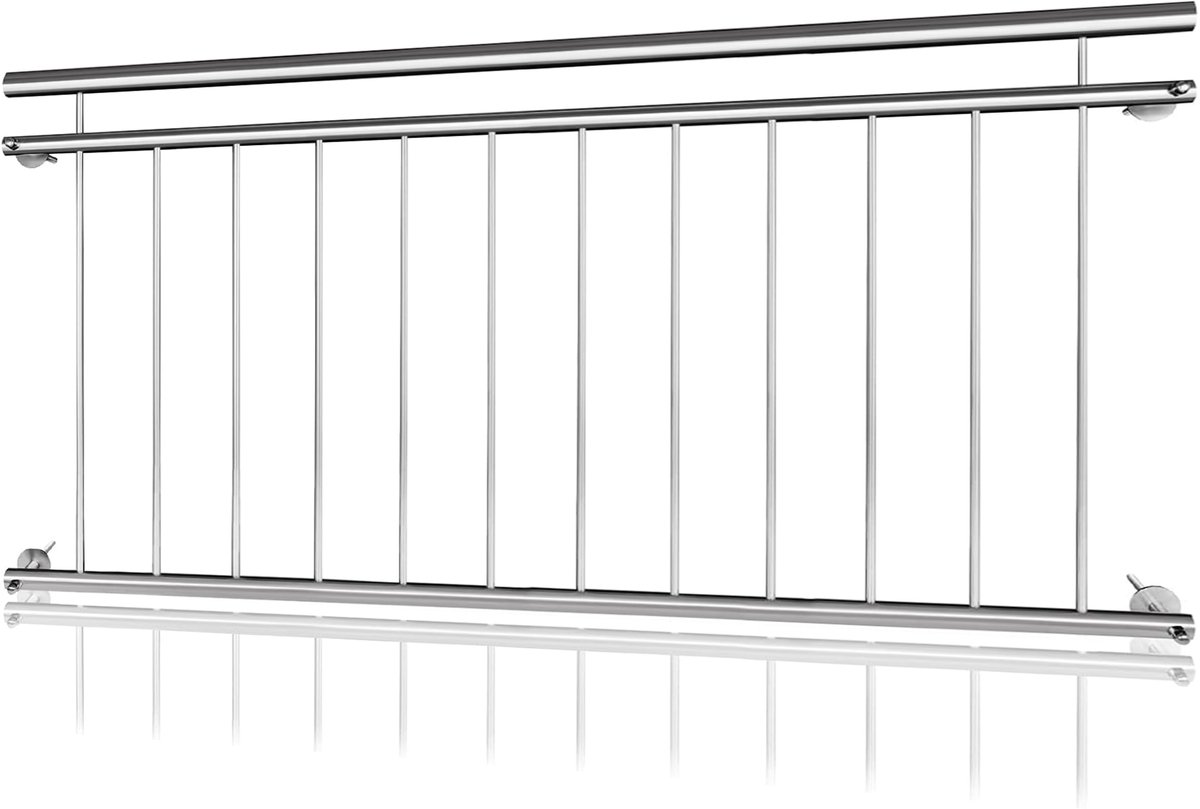 Aufun Frans Balkon Rvs Reling 156x90 cm-Balustrade Raamreling Buiten-Raambescherming -Terrasreling Met 12